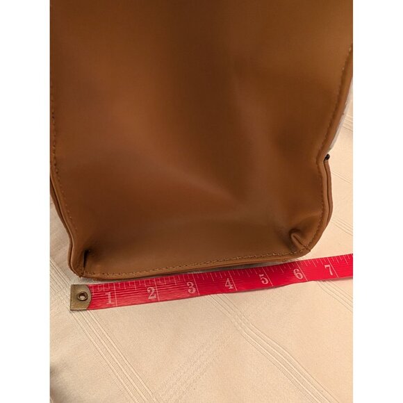 Anne Klein Floral Tote Bag Tan Faux Leather Accents & Chain Straps Lion Logo NWT - Picture 13 of 16